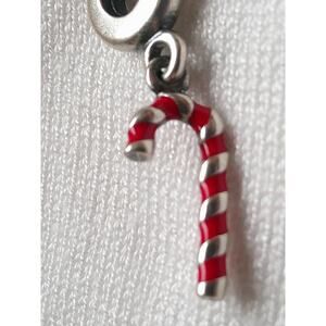 Authentic Pandora Candy Cane Red Enamel Christmas Dangle Charm 791193EN09